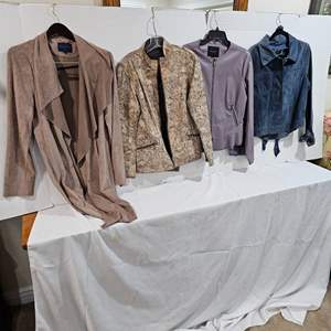 Lot #200-Medium/ large (4) High End  VERY NICE Suede & Leather (?) Woman’s Dress Jackets 