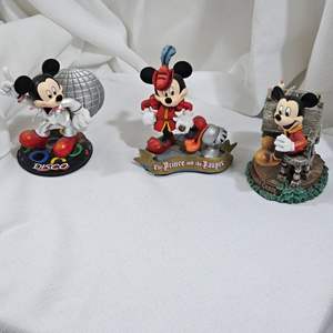 Lot #225-Mickey Mouse’s Disco, The Prince & The Painter, & Mickeys Christmas Carol Figurines