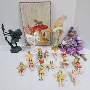 Lot #251 - Fairy Collectibles: Figurines, Ornaments, Plaque, & Doll