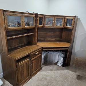 Lot #284- (4) Piece Solid Oak Office Desk Unit (Contents NOT Included) 