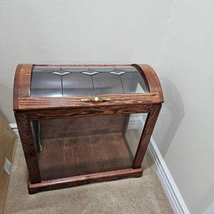 Lot #287- Vintage Wood And Glass Trunk/Display Storage