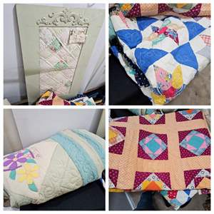 Lot #296 - (3) Handmade Quilts & Framed Quilt Art