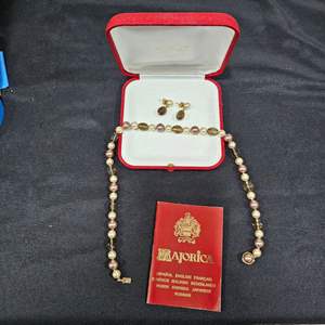 Lot #300- Vintage Majorica Necklace And Earring Set In Box