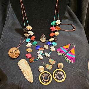 Lot #309 - Colorful Costume Jewelry /Native /Carlos Etsito & more 