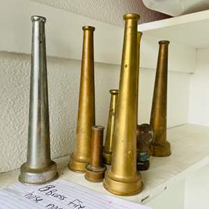 Lot #339- (8) Brass Fire Hose Nozzles 